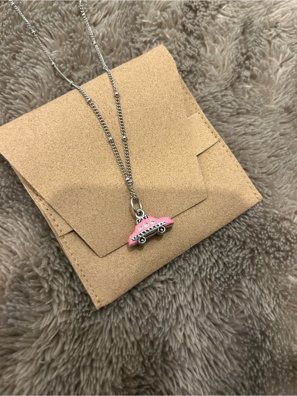 NYC Pink Taxi Pendant Necklace